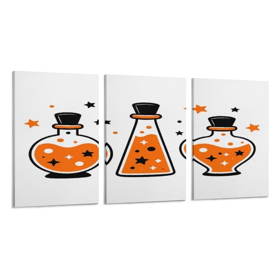 RKSupls 3 Piece Canvas Wall Art Set Modern Farmhouse Living Room Decor Magic Potion Bottles Set Icon Prints Framed Ready to Hang for Bedroom Office