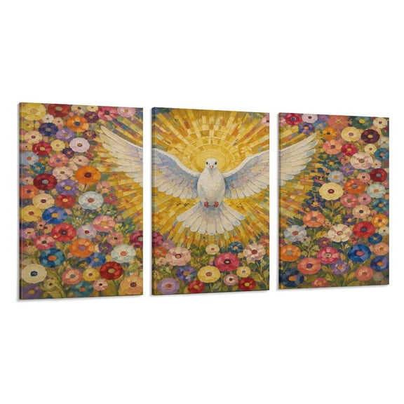 RKSupls 3 Piece Canvas Wall Art Set Modern Farmhouse Living Room Decor Praying Angelwith Golden Halo Prints Framed Ready to Hang for Bedroom Office