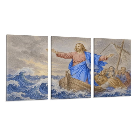 RKSupls 3 Piece Canvas Wall Art Set Modern Farmhouse Living Room Decor Shepherd Among Lilies Prints Framed Ready to Hang for Bedroom Office