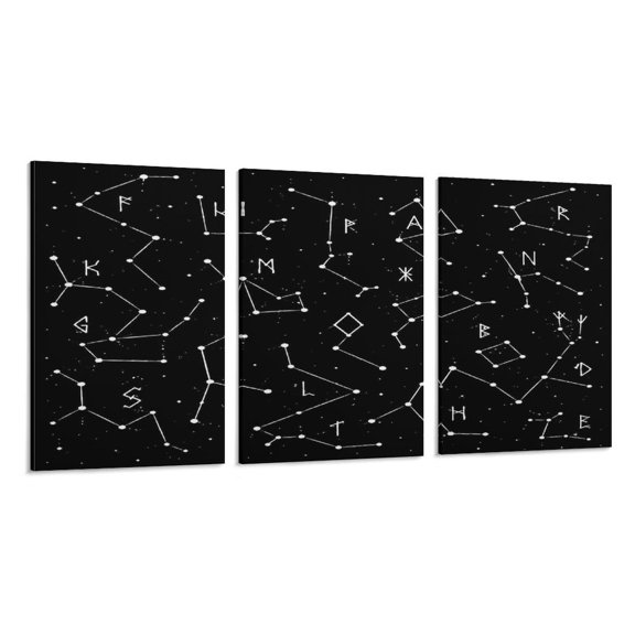 RKSupls 3 Piece Canvas Wall Art Set Modern Farmhouse Living Room Decor Star Constellation Map Night Sky Prints Framed Ready to Hang for Bedroom Office