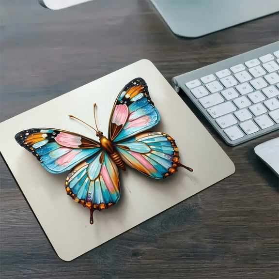 RKSupls 3D Oil Painting Butterfly Diatom Mud Mouse Pad, Personalized Hard Desk Mat with Non-Slip Base, Fast Drying Washable Premium Mousepad for Gaming and Office,30*25cm