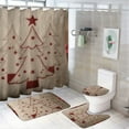 thumbnail image 1 of RKSupls 4PCS Christmas Shower Curtain Sets, Christmas Tree Star Signs Shower Curtain Set, Christmas Bathroom Sets with Non-Slip Rugs, Toilet Lid Cover and Bath Mat with Hooks, 1 of 6