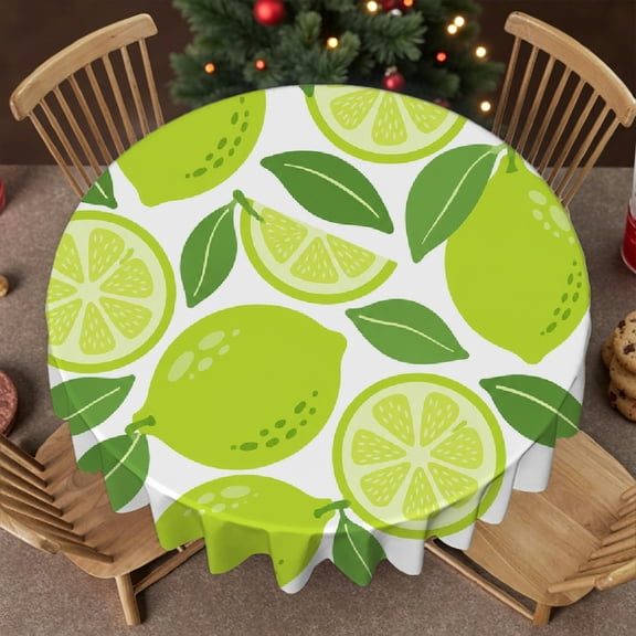 RKSupls 60 Inch Fresh Lime Collection Soft, Polyester Tablecloths - 2D Flat Printing Round Tablecloth, Wedding, Party, Holiday, Home Dining