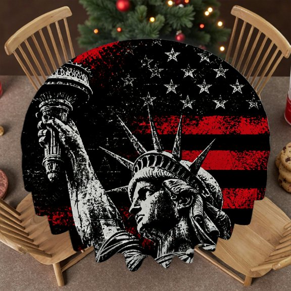 RKSupls 60 Inch Liberty Statue With Flag Grunge Print Soft, Machine-Made 2D Flat Printing, Liberty Statue With Flag Grunge