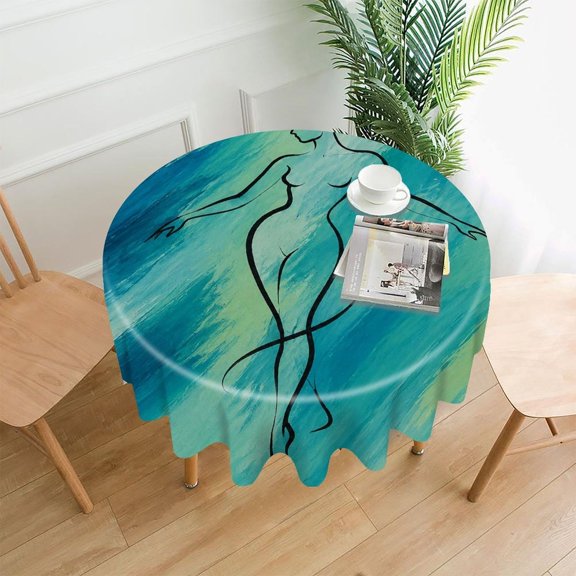 RKSupls 60 Inch Round Tablecloth, Boaton Autumn River Premium Polyester Straight Edge Wrinkle Resistant Washable Table Cover for Party Home Dining Decor