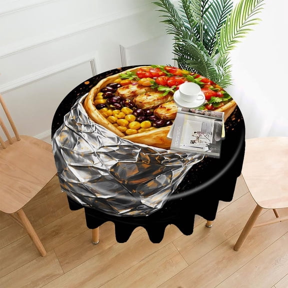 RKSupls 60 Inch Round Tablecloth, Burrito Foil Wrap Premium Polyester Straight Edge Wrinkle Resistant Washable Table Cover for Party Home Dining Decor