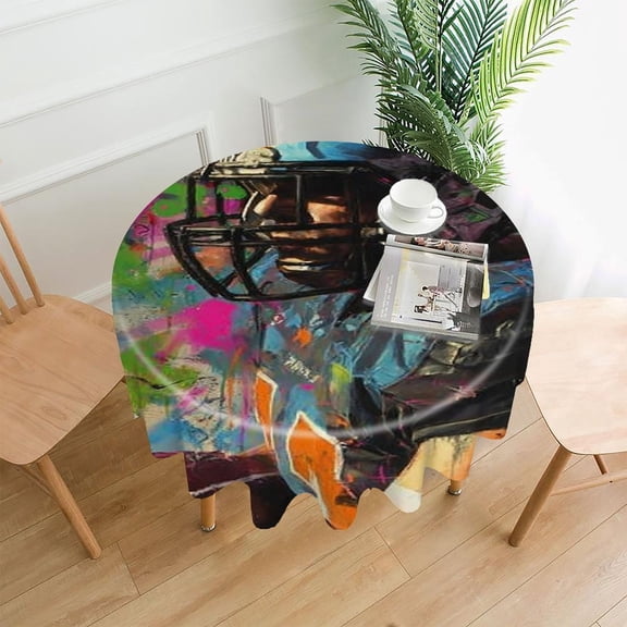 RKSupls 60 Inch Round Tablecloth, Colorful Paint Splatter Pattern Premium Polyester Straight Edge Wrinkle Resistant Washable Table Cover for Party Home Dining Decor