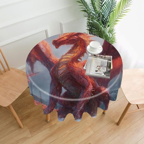 RKSupls 60 Inch Round Tablecloth, Dbbeec2009adeb64c8518ff9ad0d8f99 Premium Polyester Straight Edge Wrinkle Resistant Washable Table Cover for Party Home Dining Decor