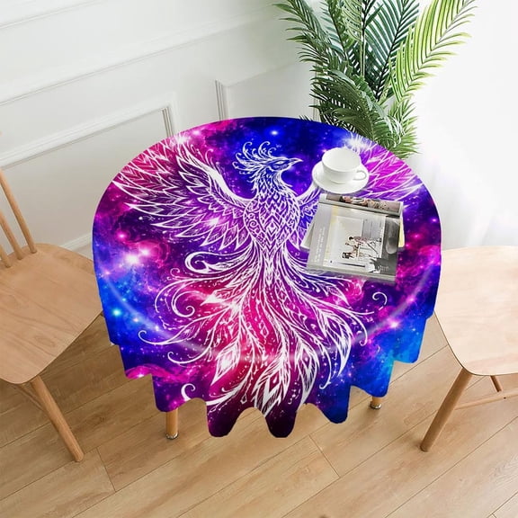 RKSupls 60 Inch Round Tablecloth, Ethereal Deer Mandala Lights Premium Polyester Straight Edge Wrinkle Resistant Washable Table Cover for Party Home Dining Decor