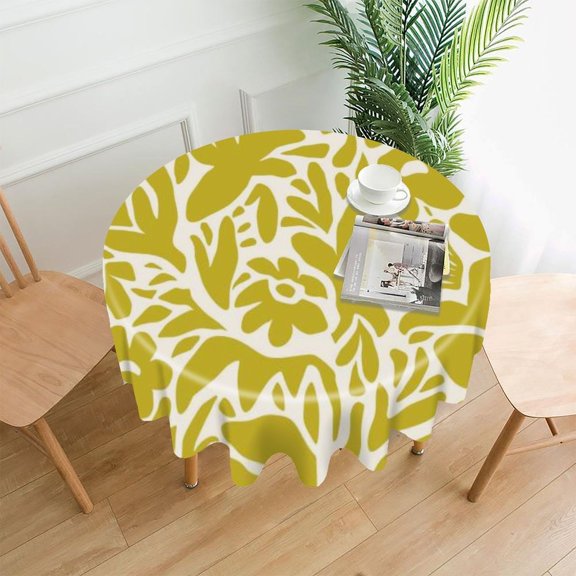 RKSupls 60 Inch Round Tablecloth, Mint Green Rose Pattern Premium Polyester Straight Edge Wrinkle Resistant Washable Table Cover for Party Home Dining Decor