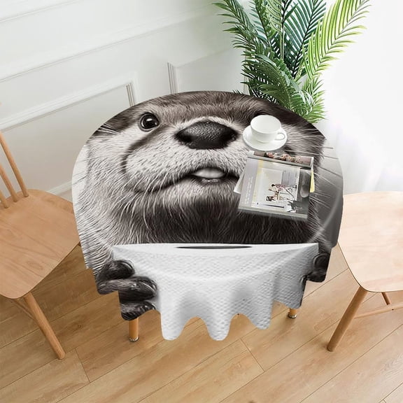 RKSupls 60 Inch Round Tablecloth, Otter Toilet Paper Premium Polyester Straight Edge Wrinkle Resistant Washable Table Cover for Party Home Dining Decor
