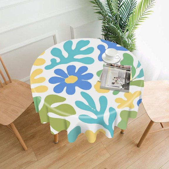 RKSupls 60 Inch Round Tablecloth, Rainbow Blob Seamless Pattern Premium Polyester Straight Edge Wrinkle Resistant Washable Table Cover for Party Home Dining Decor