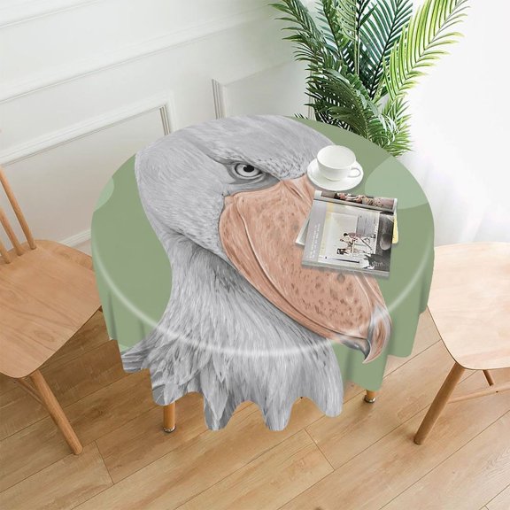RKSupls 60 Inch Round Tablecloth, Shoebill Stork Portrait Closeup Premium Polyester Straight Edge Wrinkle Resistant Washable Table Cover for Party Home Dining Decor
