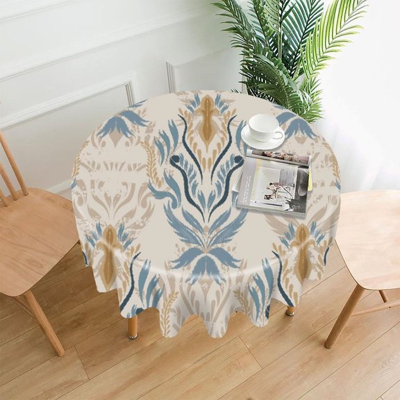 RKSupls 60 Inch Round Tablecloth, Vector Seamless Floral Pattern Premium Polyester Straight Edge Wrinkle Resistant Washable Table Cover for Party Home Dining Decor