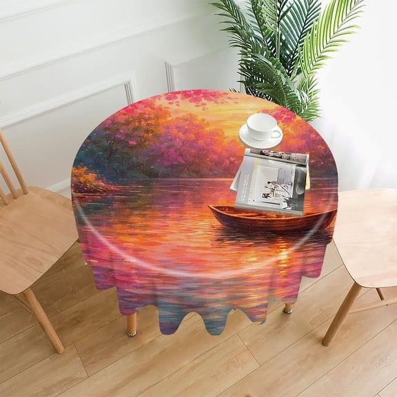 RKSupls 60 Inch Round Tablecloth, White Cat Pop Art Portrait Premium Polyester Straight Edge Wrinkle Resistant Washable Table Cover for Party Home Dining Decor