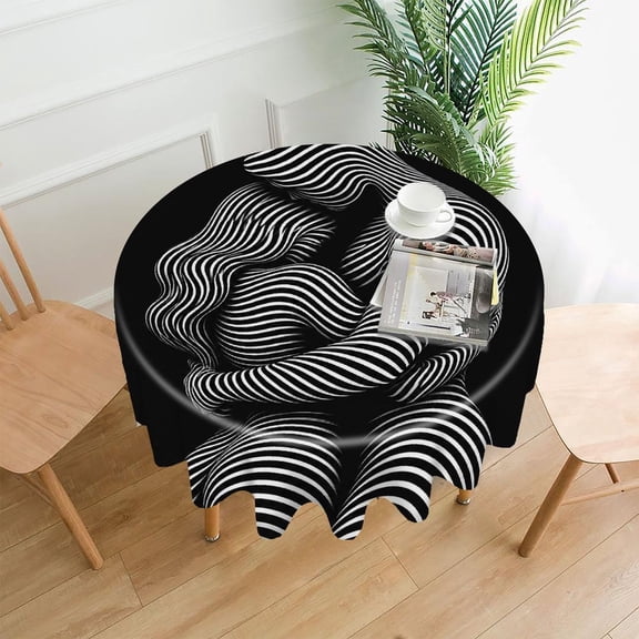 RKSupls 60 Inch Round Tablecloth, Zebra Stripe Embrace Figure Premium Polyester Straight Edge Wrinkle Resistant Washable Table Cover for Party Home Dining Decor