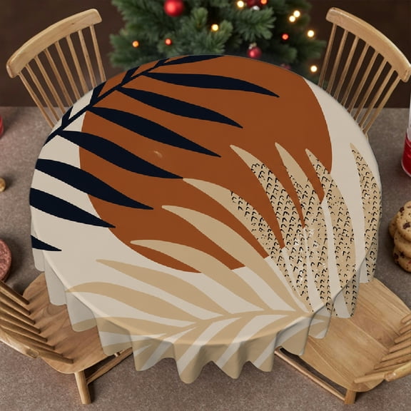 RKSupls 60 Inch Tropical Palm Sunset Print Soft, Machine-Made Festive Round Table Setting, Tropical Palm Sunset