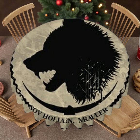 RKSupls 60 Inch  Wolf Circle Emblem Vintage Print  Soft, Polyester Tablecloths Kitchen Accessories, Wolf Circle Emblem Vintage
