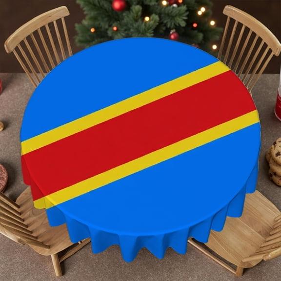 RKSupls 60 Inch flag dr congo  Round Tablecloth, Festive Table Setting -  Holiday-Themed Design  Soft, Wedding, Party, Holiday, Home Dining