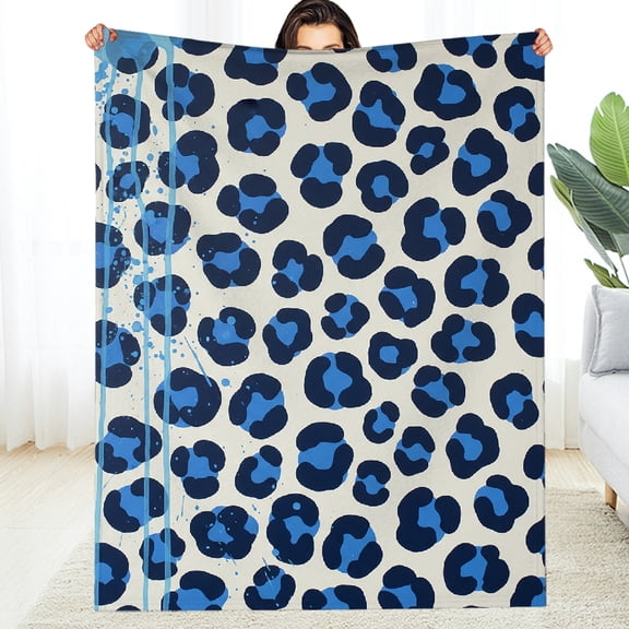 RKSupls Abstract Blue Navy Leopard Fuzzy Bedding Blanket for the Couch, Machine Washable Machine Washable All-Season Blanket , Soft Throw for Couch, Travel, Camping