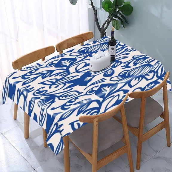 RKSupls Abstract Geometric Color Pattern Rectangle Dining Tablecloth, Washable Wipeable Stain & Wrinkle Resistant Polyester Tablecloth for Kitchen Picnic Party
