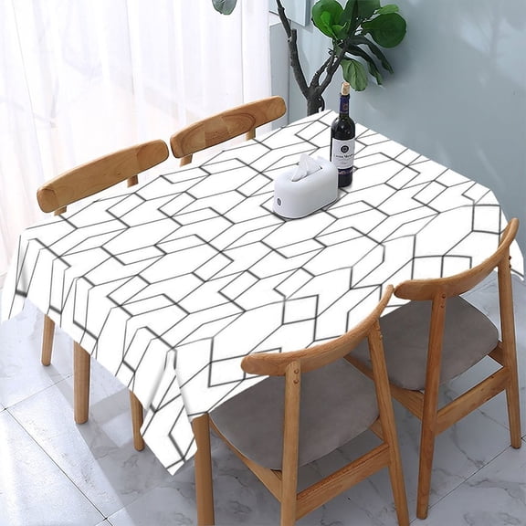 RKSupls Abstract Geometric Diamond Pattern Rectangle Dining Tablecloth, Washable Wipeable Stain & Wrinkle Resistant Polyester Tablecloth for Kitchen Picnic Party