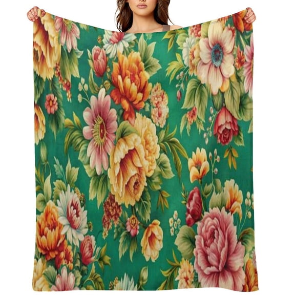 RKSupls Abstract Geometric Flower Pattern Soft Flannel Throw Blanket, Lightweight Fuzzy Warm Cozy Blanket for Couch Bed Home Travel Decor