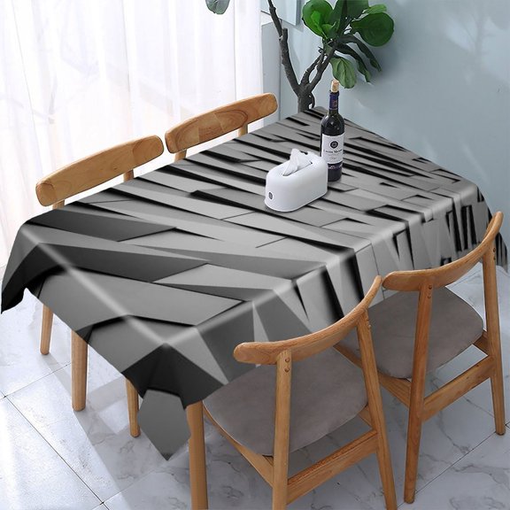 RKSupls Abstract Geometric Grid Pattern Rectangle Dining Tablecloth, Washable Wipeable Stain & Wrinkle Resistant Polyester Tablecloth for Kitchen Picnic Party