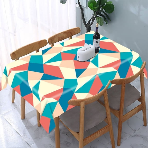 RKSupls Abstract Geometric Luxury Pattern Rectangle Dining Tablecloth, Washable Wipeable Stain & Wrinkle Resistant Polyester Tablecloth for Kitchen Picnic Party