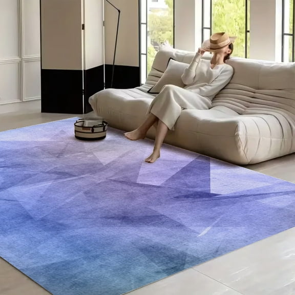 RKSupls Abstract Geometric Chic Pattern Soft Fluffy Velvet Area Rug for Living Room Bedroom, Non-Slip Washable Carpet, Chic Minimalist Home Decor