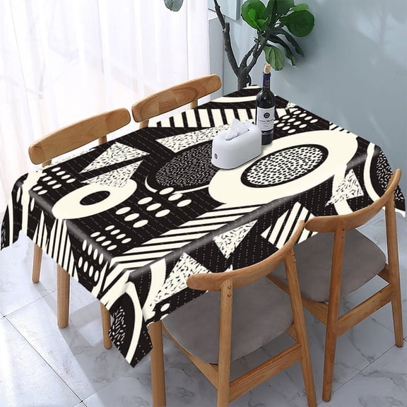 RKSupls Abstract Geometric Stripe Pattern Rectangle Dining Tablecloth, Washable Wipeable Stain & Wrinkle Resistant Polyester Tablecloth for Kitchen Picnic Party