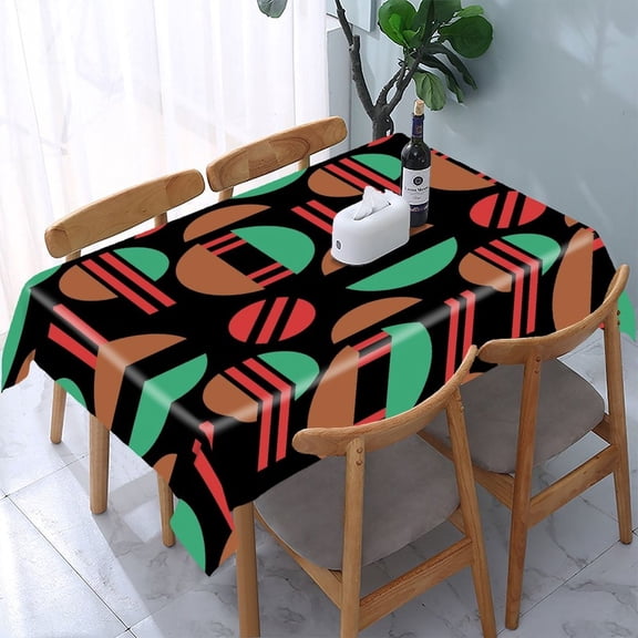 RKSupls Abstract Geometric Stylish Pattern Rectangle Dining Tablecloth, Washable Wipeable Stain & Wrinkle Resistant Polyester Tablecloth for Kitchen Picnic Party