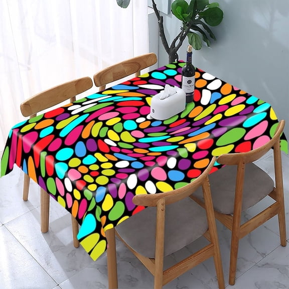 RKSupls Abstract Geometric Trendy Pattern Rectangle Dining Tablecloth, Washable Wipeable Stain & Wrinkle Resistant Polyester Tablecloth for Kitchen Picnic Party