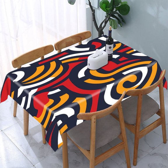 RKSupls Abstract Geometric Triangle Pattern Rectangle Dining Tablecloth, Washable Wipeable Stain & Wrinkle Resistant Polyester Tablecloth for Kitchen Picnic Party