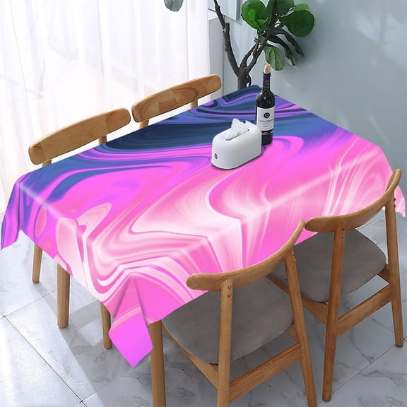 RKSupls Abstract Geometric Wave Pattern Rectangle Dining Tablecloth, Washable Wipeable Stain & Wrinkle Resistant Polyester Tablecloth for Kitchen Picnic Party