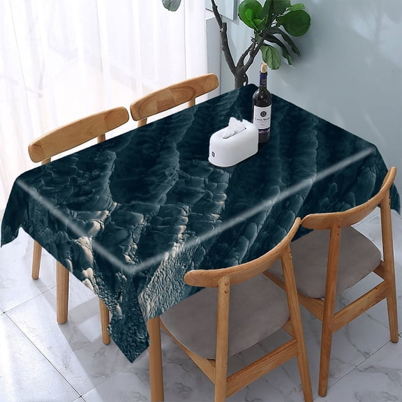 RKSupls Abstract Marble Wave Pattern Rectangle Dining Tablecloth, Washable Wipeable Stain & Wrinkle Resistant Polyester Tablecloth for Kitchen Picnic Party
