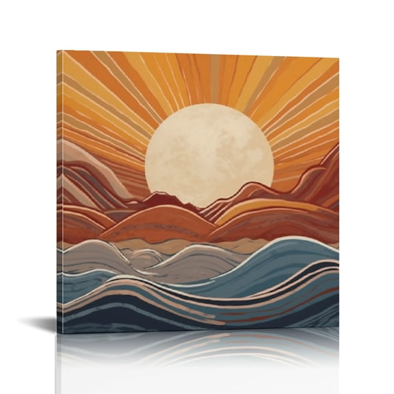 RKSupls Abstract Sunset Waves  Home Wall Art, Canvas Art,  Canvas Print Bathroom Bedroom Kitchen Dining Room Entryway decor Wall Decor Prints