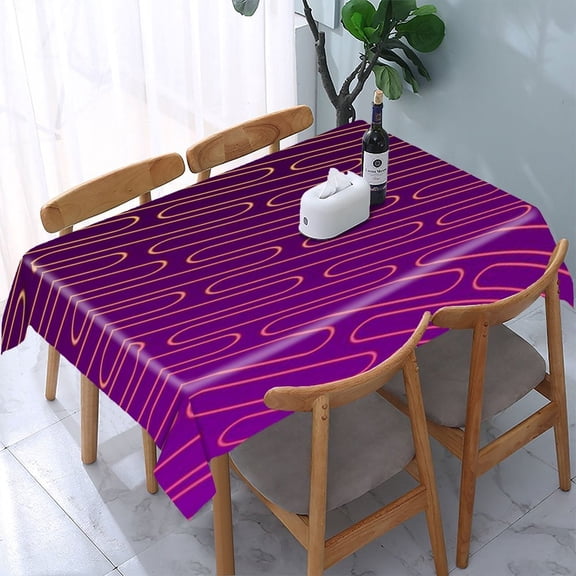 RKSupls Abstract Wave Line Pattern Rectangle Dining Tablecloth, Washable Wipeable Stain & Wrinkle Resistant Polyester Tablecloth for Kitchen Picnic Party