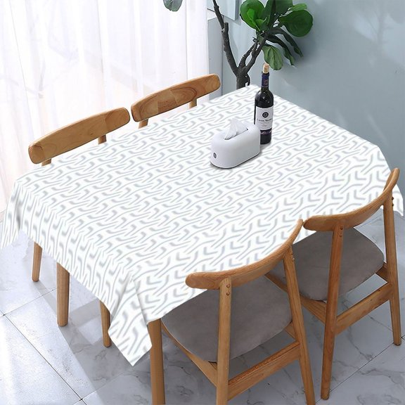 RKSupls Abstract White 3D Pattern Rectangle Dining Tablecloth, Washable Wipeable Stain & Wrinkle Resistant Polyester Tablecloth for Kitchen Picnic Party