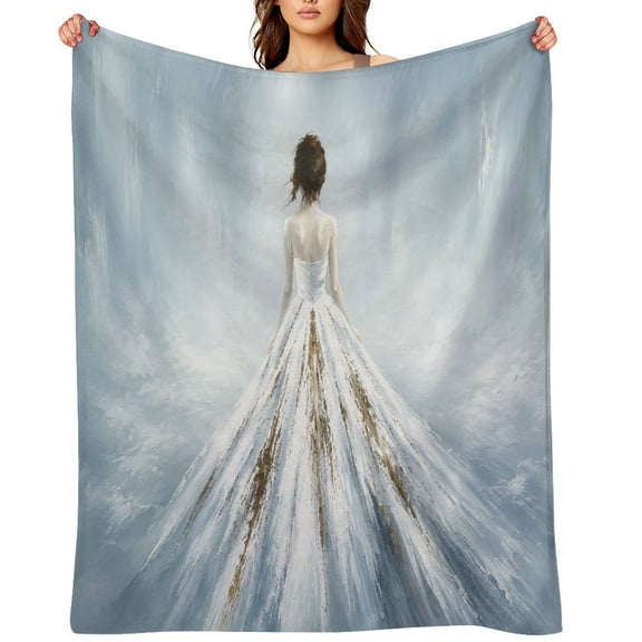 RKSupls Abstract White Fabric Movement Soft Flannel Throw Blanket, Lightweight Fuzzy Warm Cozy Blanket for Couch Bed Home Travel Decor