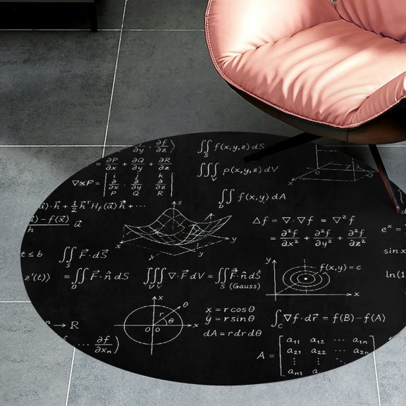 RKSupls Advanced Mathematics Formulas Chalkboard  Round Flannel Floor Mat, Soft Non-Slip Washable Rug  suitable for Living Room Bedroom Nursery, Decorative Floor Rug