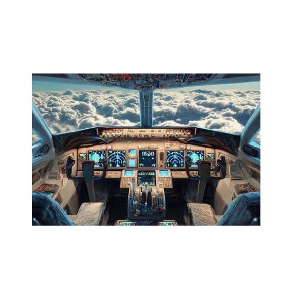 RKSupls Airplane Cockpit Clouds Sky Linen Placemats 30x45cm Straight Edge Stain Resistant Washable Non-Slip Table Mats Table for Kitchen Dining Room Home