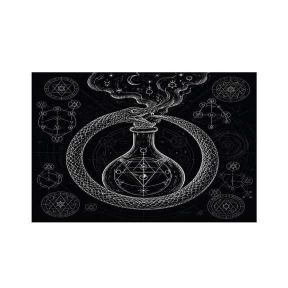 RKSupls Alchemy Snake Flask Mystic Art Linen Placemats 30x45cm Straight Edge Stain Resistant Washable Non-Slip Table Mats Table for Kitchen Dining Room Home