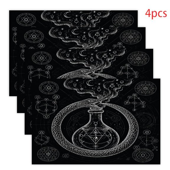 RKSupls Alchemy Snake Flask Mystic Art Linen Placemats 30x45cm Straight Edge Stain Resistant Washable Non-Slip Table Mats Table for Kitchen Dining Room Home