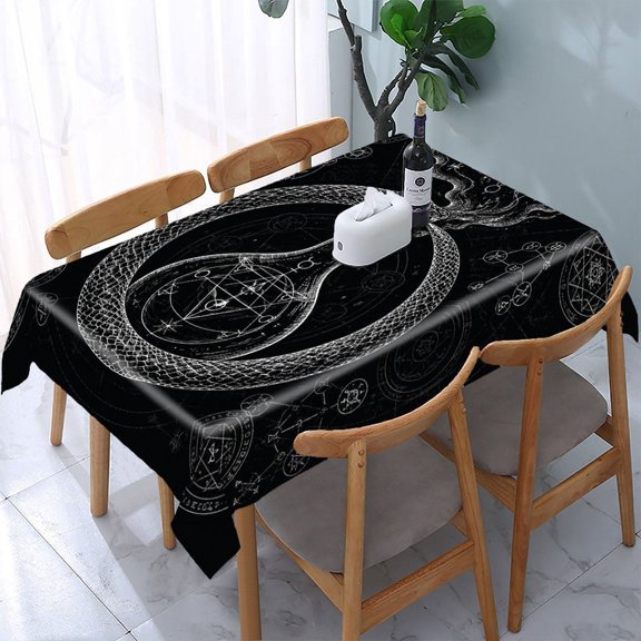 RKSupls Alchemy Snake Flask Mystic Art Rectangle Dining Tablecloth, Washable Wipeable Stain & Wrinkle Resistant Polyester Tablecloth for Kitchen Picnic Party