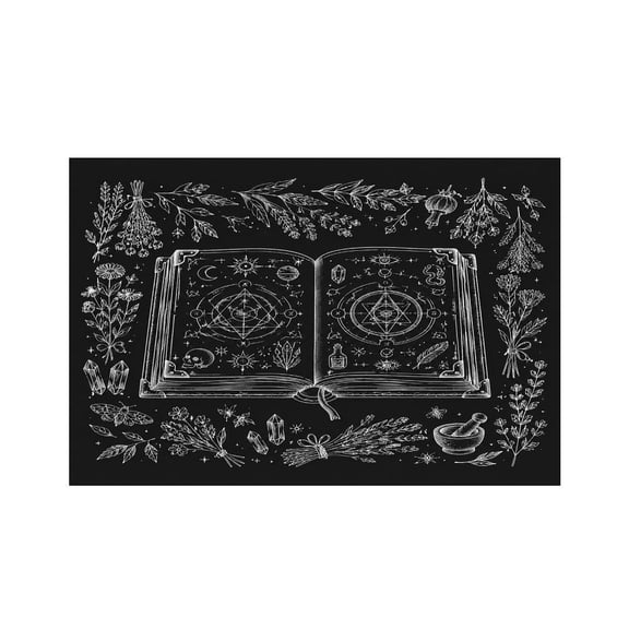 RKSupls Alchemy Spell Book Drawing Linen Placemats 30x45cm Straight Edge Stain Resistant Washable Non-Slip Table Mats Table for Kitchen Dining Room Home