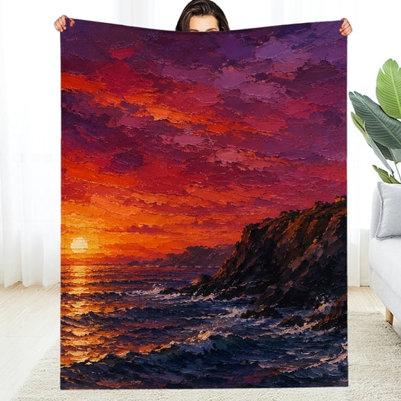 RKSupls All-Season Blanket , Lone Treeon Hillside Decorative Blanket - Air Conditioning Reversible Soft Throw for Couch, Travel, Camping