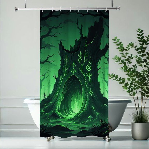 RKSupls Ancient Tree Portal Green Scene  Polyester Shower Curtain with Hooks for Chic Elegant Waterproof Shower Curtain Home Bathtub Bathroom Decor