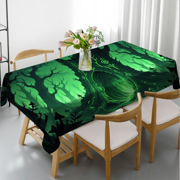 RKSupls  Ancient Tree Portal Green Scene Print Rectangle Tablecloth,  Holiday-Themed Design Holiday Party Tablecloth, Ancient Tree Portal Green Scene