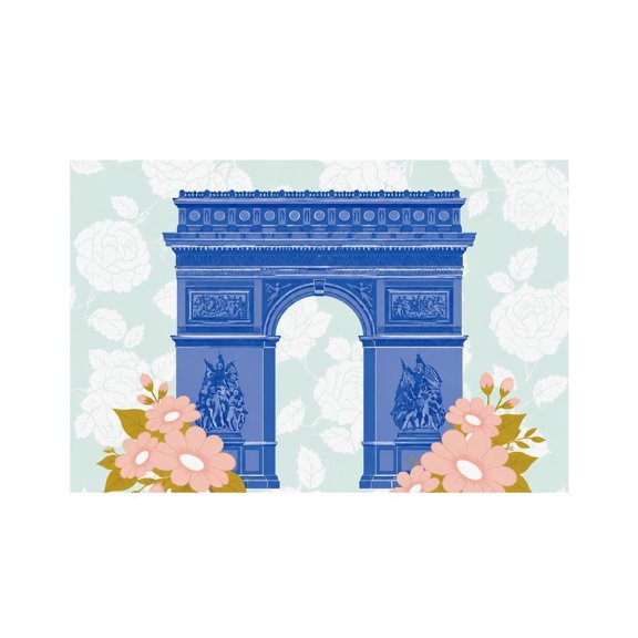 RKSupls Arch Monument Flowers Linen Placemats 30x45cm Straight Edge Stain Resistant Washable Non-Slip Table Mats Table for Kitchen Dining Room Home